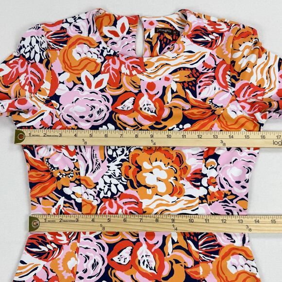 J McLaughlin Women's Catalina Knit Flora Sheath Dress XS Orange Pink - Picture 11 of 13